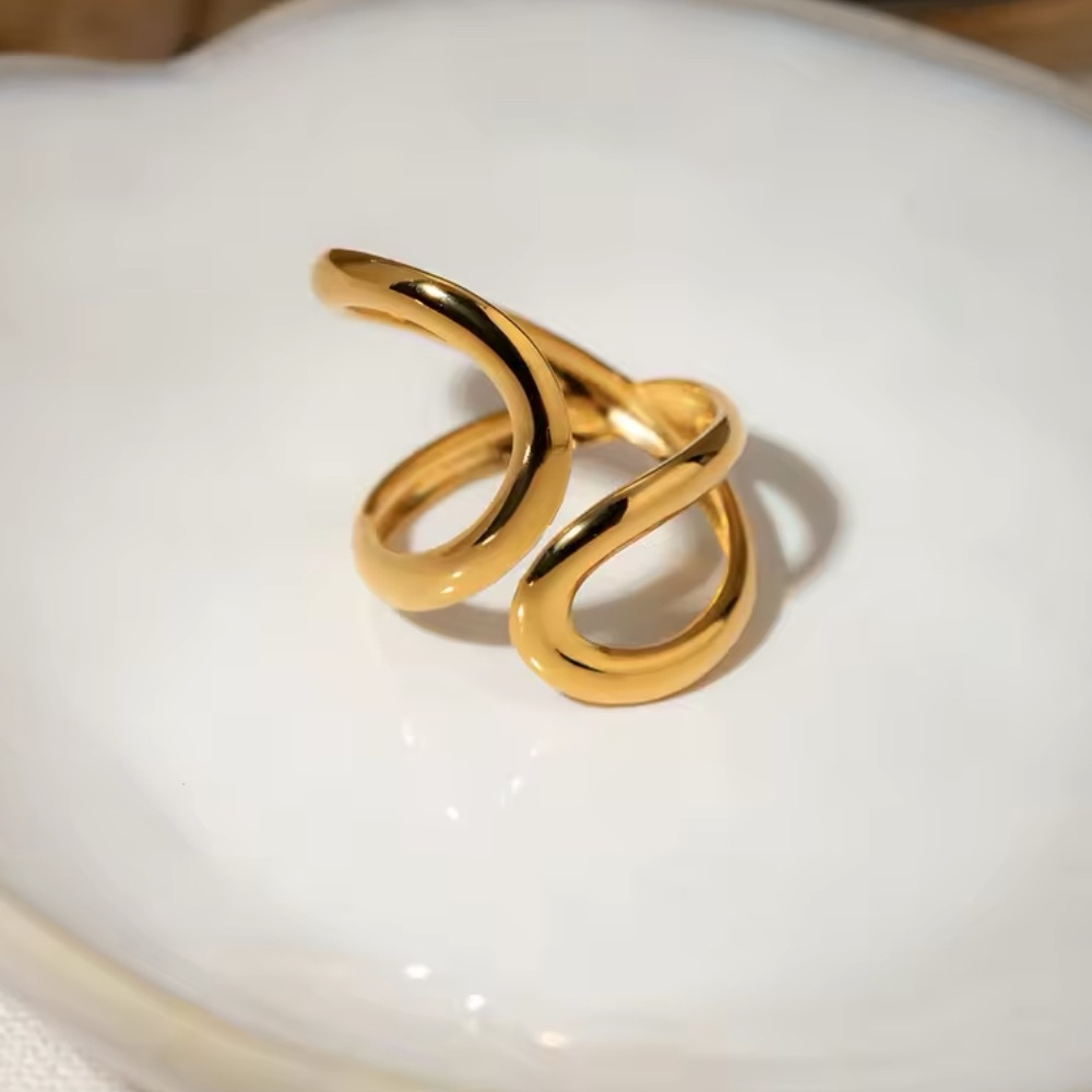 ◾️18k Gold Plated Irregular Hollow Open Ring